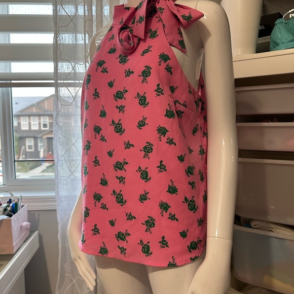 Chic Pink Tie Front Sleeveless Tank Top - Picture 6 of 6